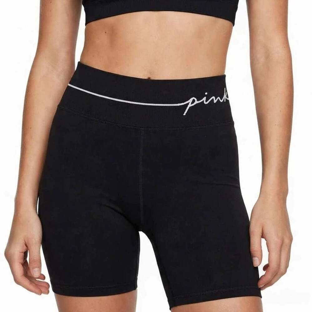 Pink Active Biker Shorts Size L Black Seamless High Waist